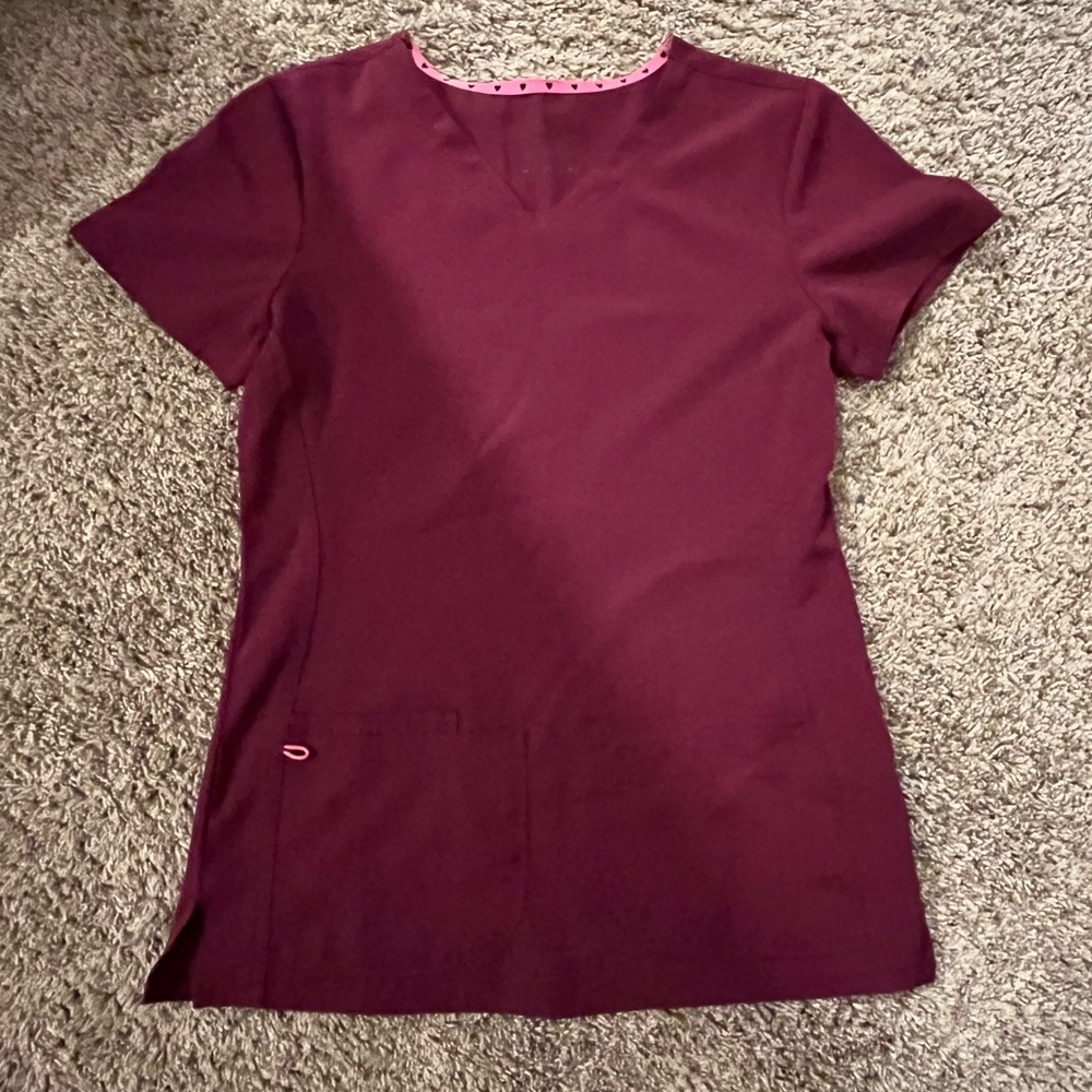 HeartSoul Women’s Scrub Top, Wine, Small